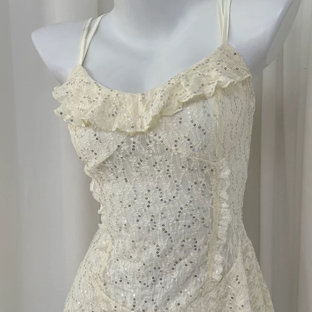 White Lace Ruffle Dress - Picture 7 of 7